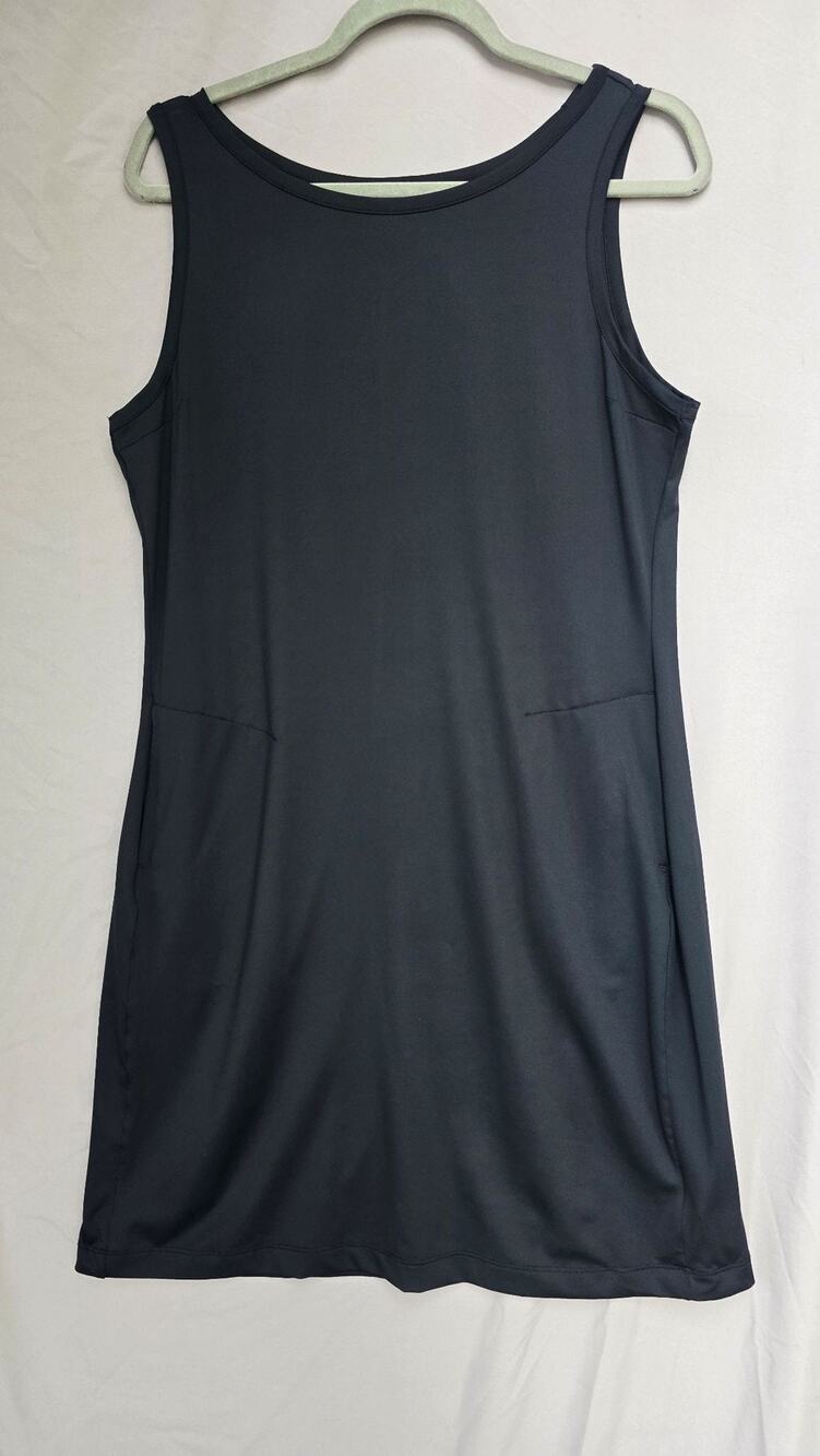 Columbia Tank Dress Womens Large Black Round Neck Sleeveless Pockets Jersey